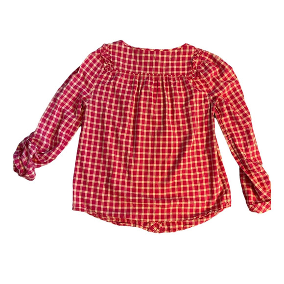 Anthropologie Holding Horses Plaid Button Up Shirt Top Ruffle Size 2 - Picture 5 of 12